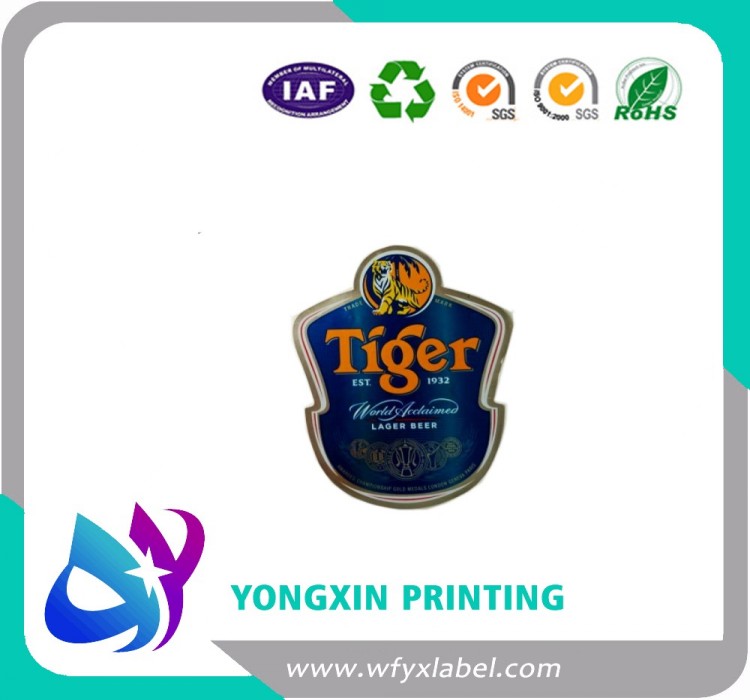 Export quality holographic metalized beer label