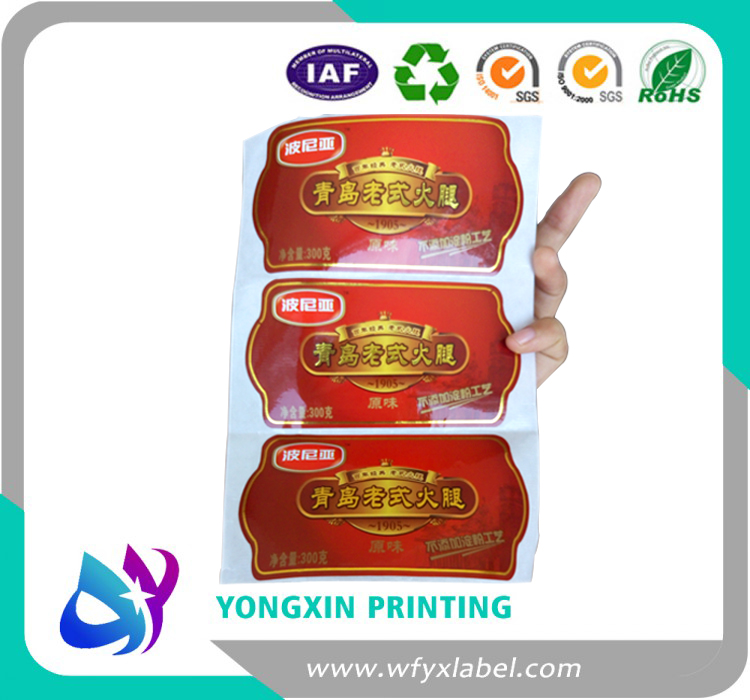 custom made of high quality printing adhesive stickers,  gold stamping ,glossy paper